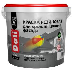 Краска резиновая DALI (д/кровли, цоколя,фасада) ЧЕРНЫЙ 6кг