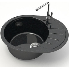 Мойка комп. глянц. MARRBAXX овальная Тейлор Z10/Q4 575х440х215мм, черная, сифон