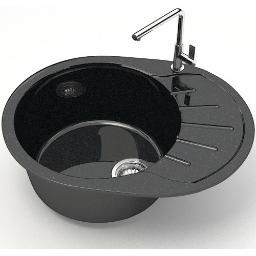 Мойка комп. глянц. MARRBAXX овальная Тейлор Z10/Q4 575х440х215мм, черная, сифон