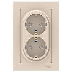 Розетка 2-ая 2P+E AtlasDesign шторки в сборе беж. SchE ATN000226