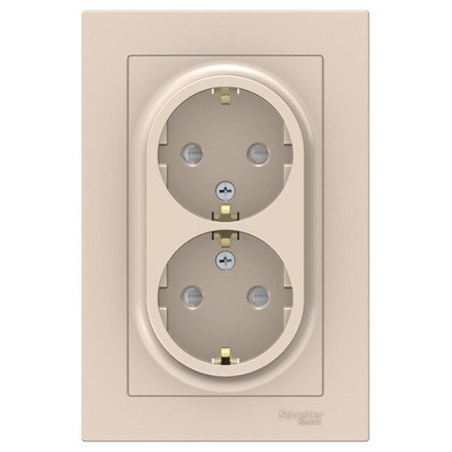 Розетка 2-ая 2P+E AtlasDesign шторки в сборе беж. SchE ATN000226