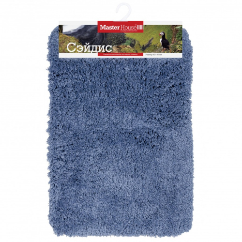 |Коврик для ванной 400х600мм MASTERHOUSE Лапша микрофибра(шенилл) h ворса=2см голубой (680576)