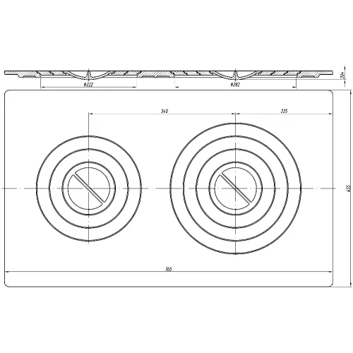 Плита чугунная двухконфорочная 455*760см 26кг П-2-5