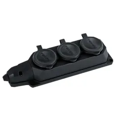 Колодка 3-пост. 2P+E каучуковая с защит. крышками черн. IP44 16А TOKOV ELECTRIC TKE-C05-KK3-Z