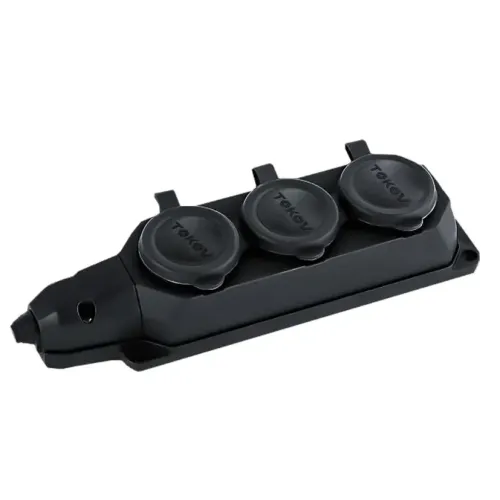 Колодка 3-пост. 2P+E каучуковая с защит. крышками черн. IP44 16А TOKOV ELECTRIC TKE-C05-KK3-Z