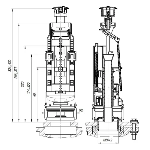 Клапан выпуска ИНКОЭР 2х кноп, и-сб2-аа, хром