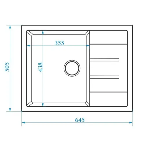 Мойка комп. глянц. MARRBAXX прямоугольная Катрин Z151/Q8  645х505х218мм, тёмно серая, сифон