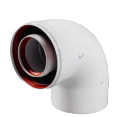 Дымоход коаксиальный Отвод ф 60/100 90° белый VIVAT