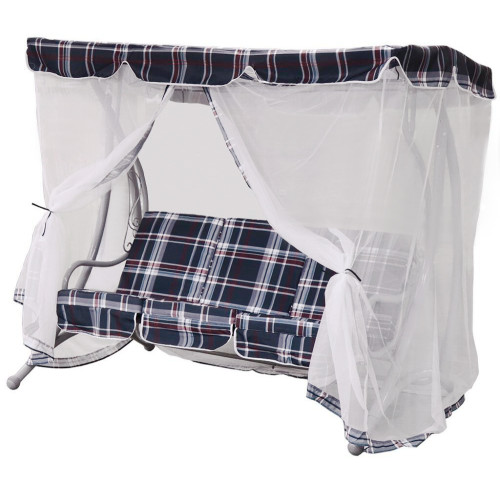 Качели садовые 3-х мест 198*115*176см до 240кг, клетка темно-серая, с москит сеткой LG5457M (281411)