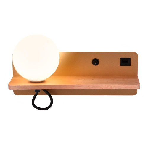 Светильник настенный FW520 GD/LW G9 с USB портом золото/светлое дерево