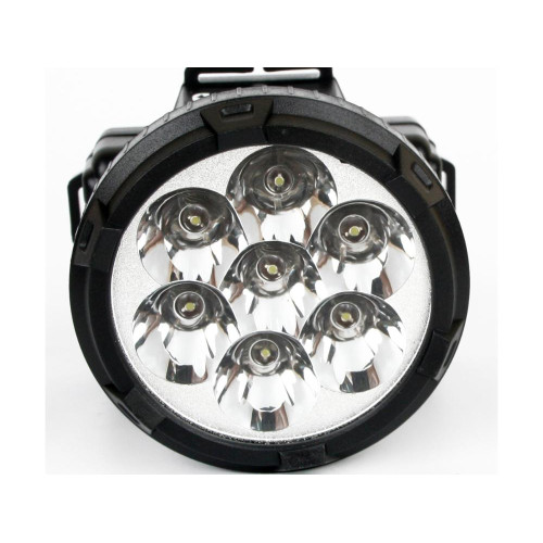 Фонарь налобный Ultraflash LED 5362 аккум 220В, черный, 7 LED, 2 реж