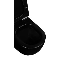 Унитаз-монолит EVA GOLD 5005BM чёрный матовый, тонкое сиденье ДП, безободковый, с гофрой и гибкой подводкой