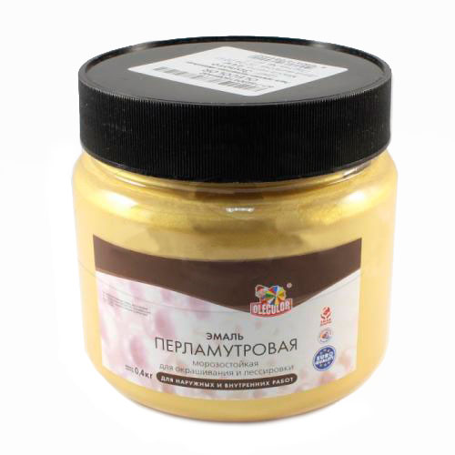 Эмаль универсальная OLECOLOR акриловая перламутровая золото 0,1 кг
