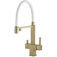 Смеситель для кухни GAPPO G4395-53 сатин золотой, черный, гибкий излив с каналом для фильтрованной воды