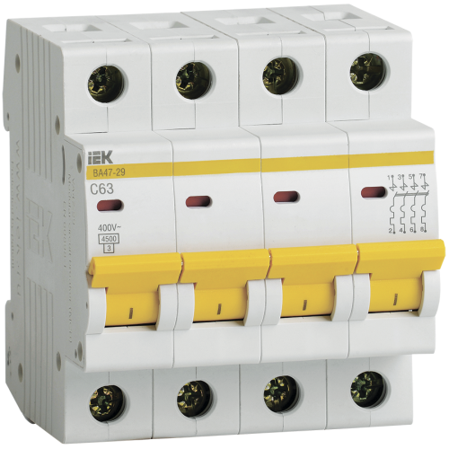 Выключатель автоматический 4-пол. 63А C 4,5кА ВА47-29 IEK MVA20-4-063-C (51084)