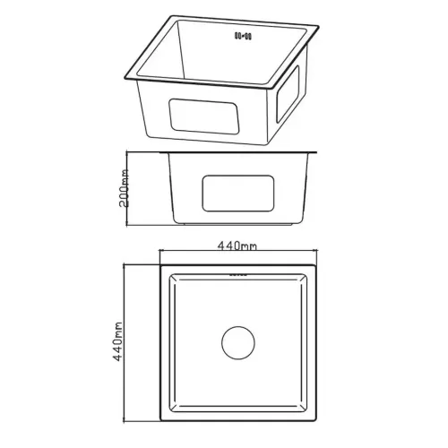 Мойка нерж. врезная DIADONNA 44х44, серый графит, DS4444B (507950)