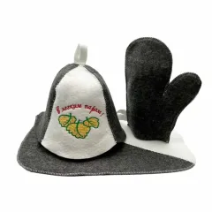 Набор банный 3 предм. С легким паром (Шапка, коврик, рукавица) 