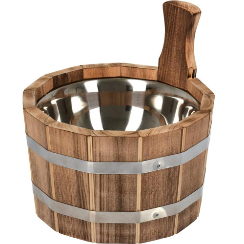 Ушат Шайка 3,5л С нержавеющей вставкой, обожжённая липа 