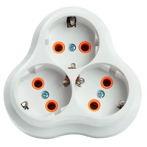 Разветвитель сетевой (тройной) 16А 250B STEKKER пластик, белый ADP 16-23-21 49165