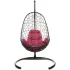 Кресло подвесное с ротангом ОВАЛ коричневое с бордовой подушкой