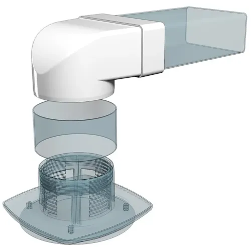 Соединитель угловой плоский канал-круглый канал 620СК15КП