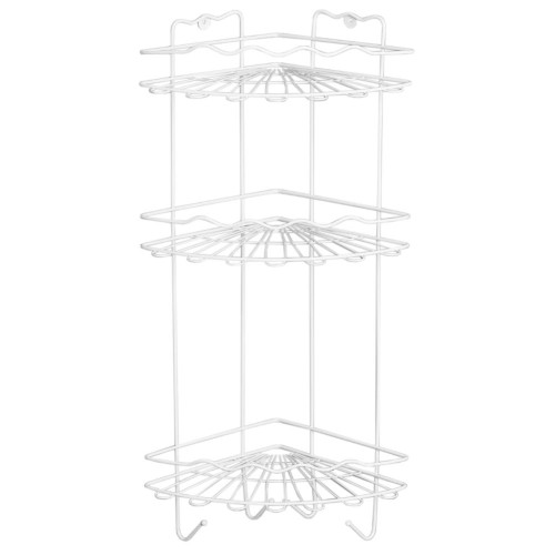 Полка для ванной комнаты угловая 3-х ярусная «Волна», 24х24х64 см, цвет белый