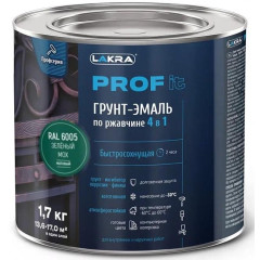 Грунт-эмаль Лакра PROF IT по ржавчине 4 в 1 быстросохнущая  Зеленый мох, RAL 6005 1,7 кг