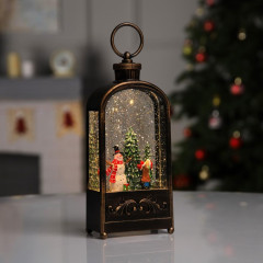 Фонарь новогодний Luazon Lighting Снеговик с елкой свечение теплое белое (9591302)