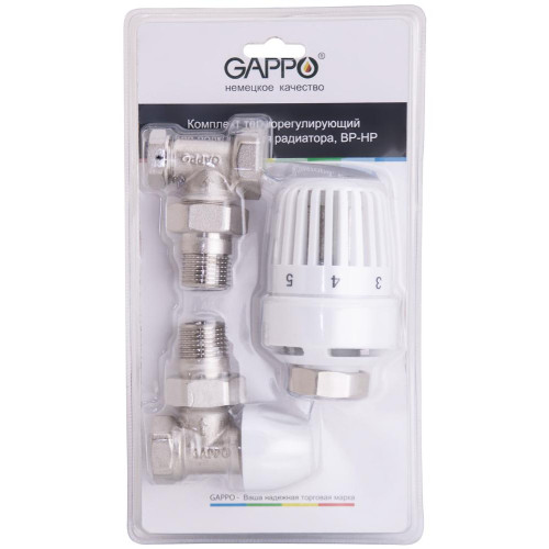 Комплект кран с термостатической головкой для радиатора угловой ф 1/2