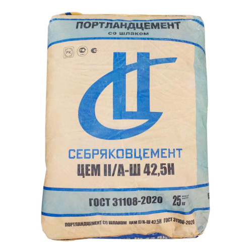 Портландцемент ЦЕМ II/А-Ш 42,5Н Себряков   М500   Д-20  25кг