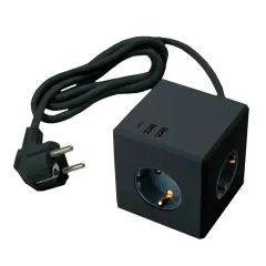 Удлинитель 3-мест. 2USB+1С черный 1.5м HM10-41-01 STEKKER Comfort 49657