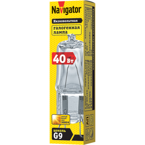 Лампа G9 галоген.40Вт 3000К NAVIGATOR 94215 прозрачная