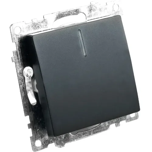 Выключатель 1-кл Катрин с подсветкой черный GLS10-7101-05