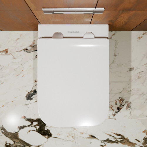 Унитаз-подвесной EVA GOLD K634 белый, сид. дюропласт тонкое, безободковый