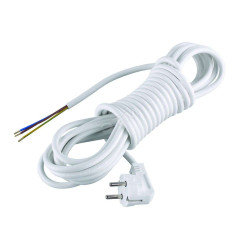 Шнур 3х0,75мм 3м армированный с вилкой с з/к белый 10А 204-610 (508868)