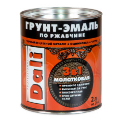 Грунт-эмаль DALI по ржавчине молотковая коричневая 2 л