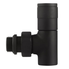 Набор дизайн-вентилей ROYAL THERMO Piano, угловой (чёрный) ф 1/2