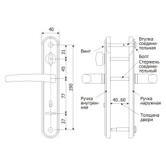 /Ручки на планке  Гардиан/Вега черный муар к ЗВ 3012 (4112)