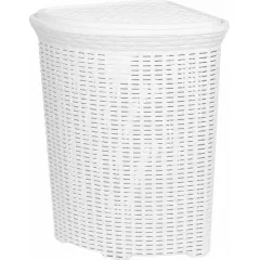 Корзина для белья 60 л угловая белая Violet Ротанг (1118815)