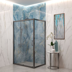 Душевое ограждение EVA GOLD 120х90х190см прямоугольное (без поддона), прозрачное стекло, профиль оружейная сталь, EG2G