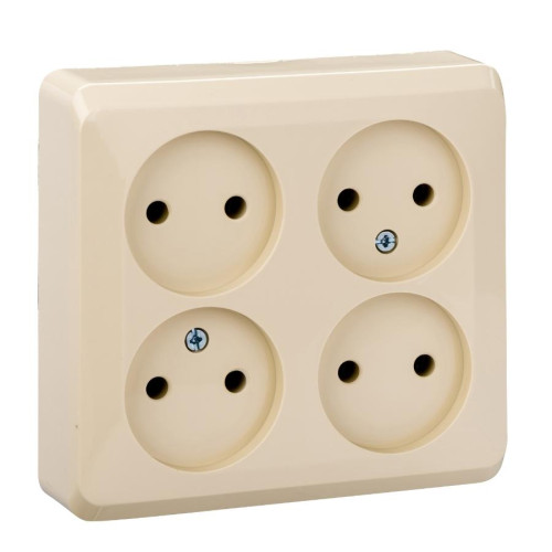 Розетка О/У 4-ая 2P ЭТЮД слон.кость PA16-205K (499407)