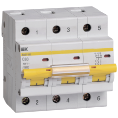 Выключатель автоматический 3-пол. 80A C 10кА ВА47-100 IEK (51177)