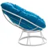 Кресло ПОНЧИК без ротанга белое с голубой подушкой