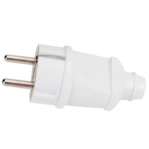 Вилка прямая белая 2Р+РЕ 16А 250В STEKKER 32851