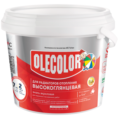 Эмаль для радиаторов OLECOLOR высокоглянцевая акриловая 0,5 кг
