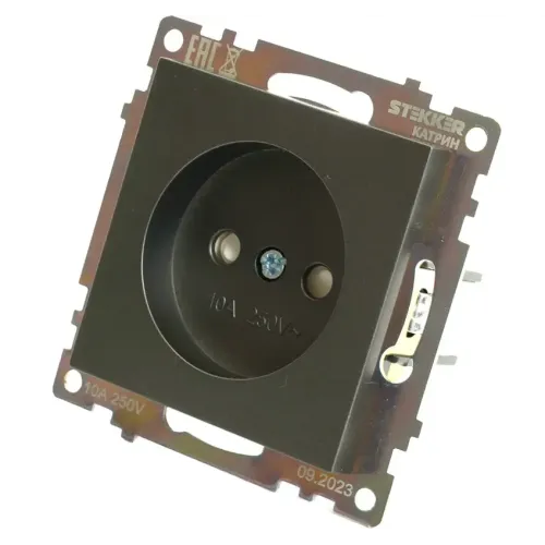 Розетка 2P Катрин графит с защитной шторкой GLS10-7109-06