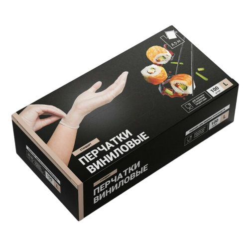 Перчатки виниловые ADM 50пар L (896341)