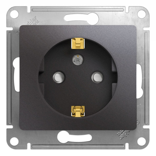 Розетка 2P+E GLOSSA графит GSL001345 шторки