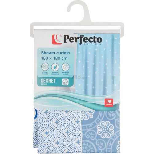 Шторка для ванной PERFECTO LINEA Secret 180x180cм 12 колец, калейдоскоп