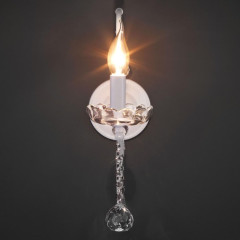 Светильник настенный EUROSVET 10107/1 белый/прозрачный хрусталь Strotskis